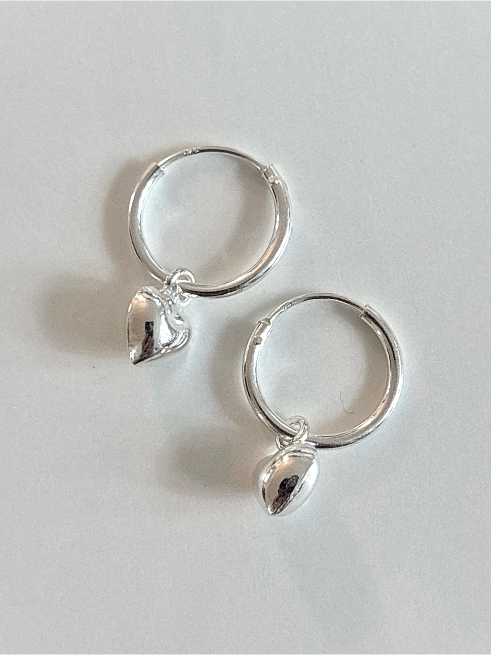 925 Sterling Silver Heart Hoop Earrings - Charm Hoops
